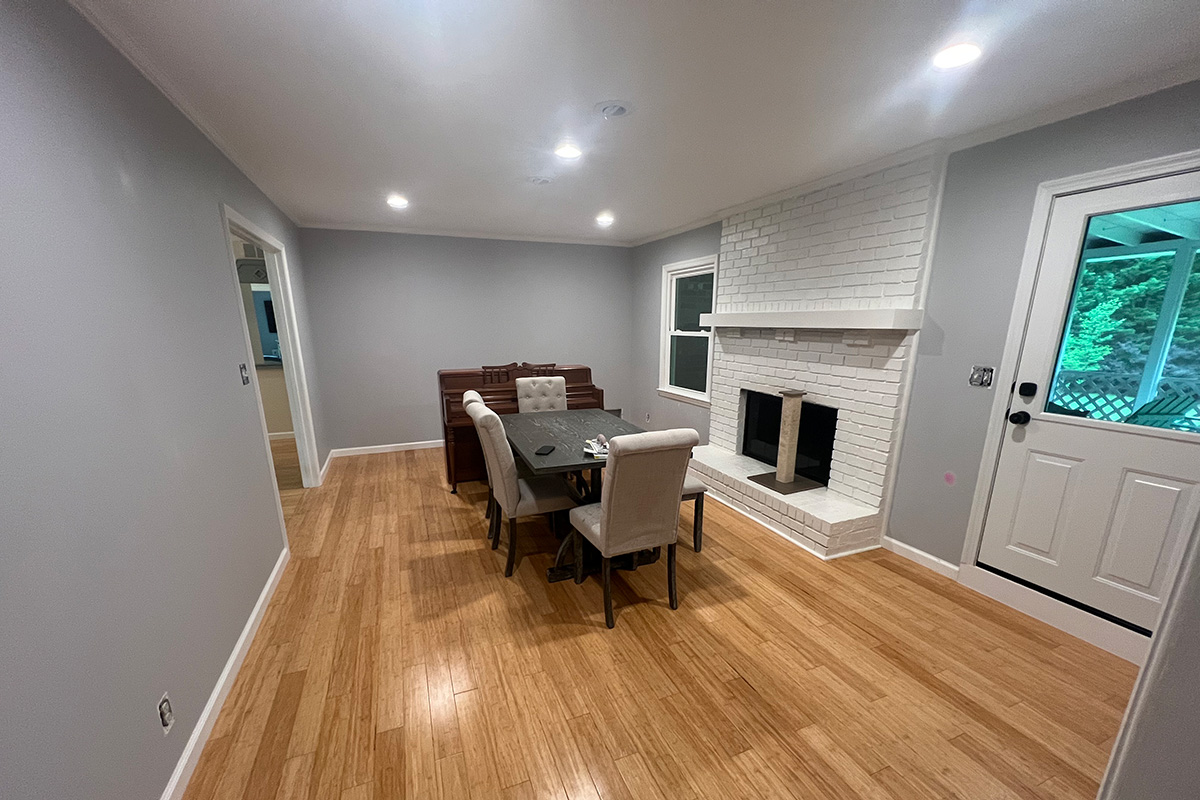 dining room with gallery lighting